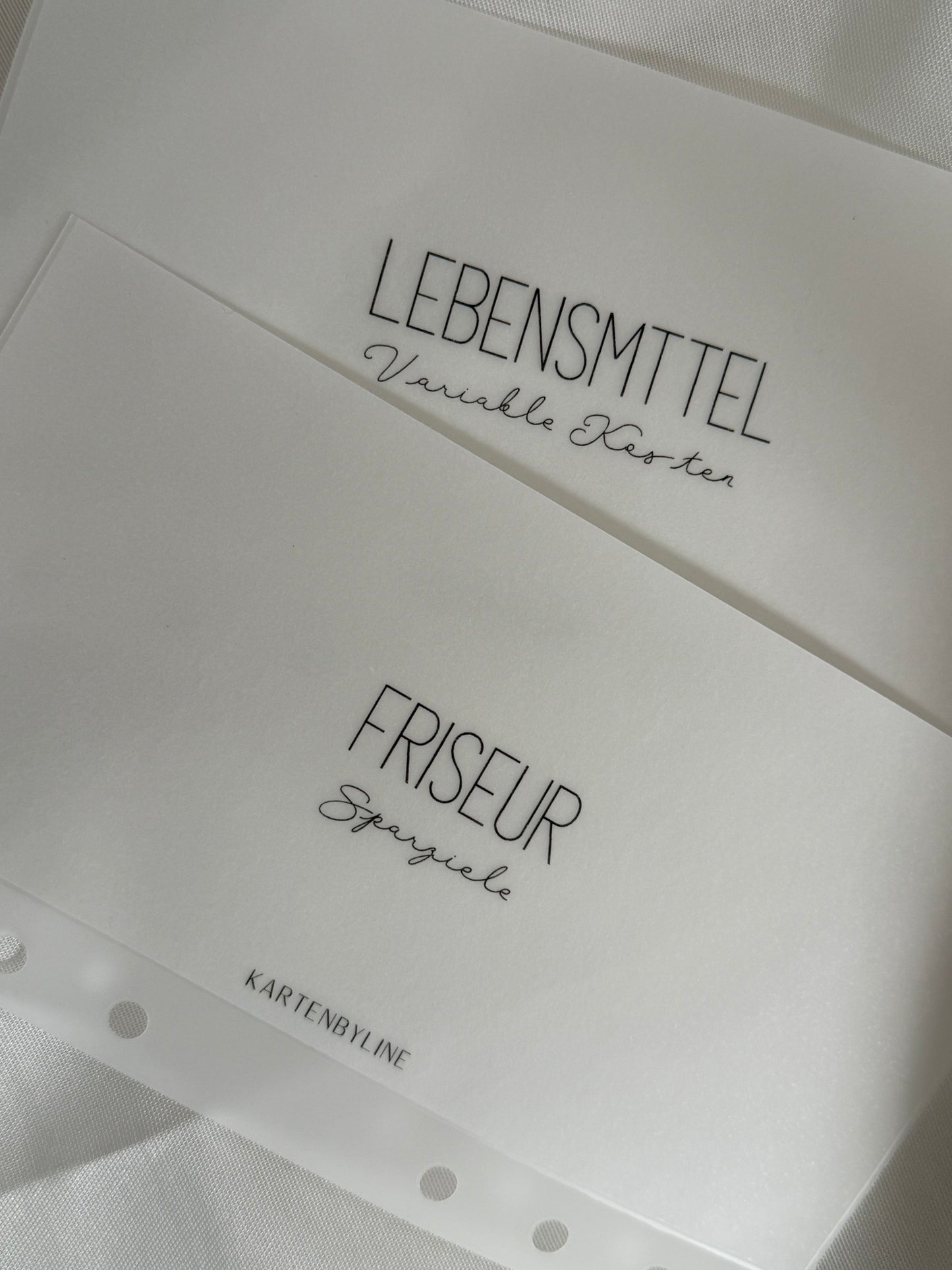 Zipperloser Geldumschlag matt frosty clean mit Wunschkategorie doppelte Schrift