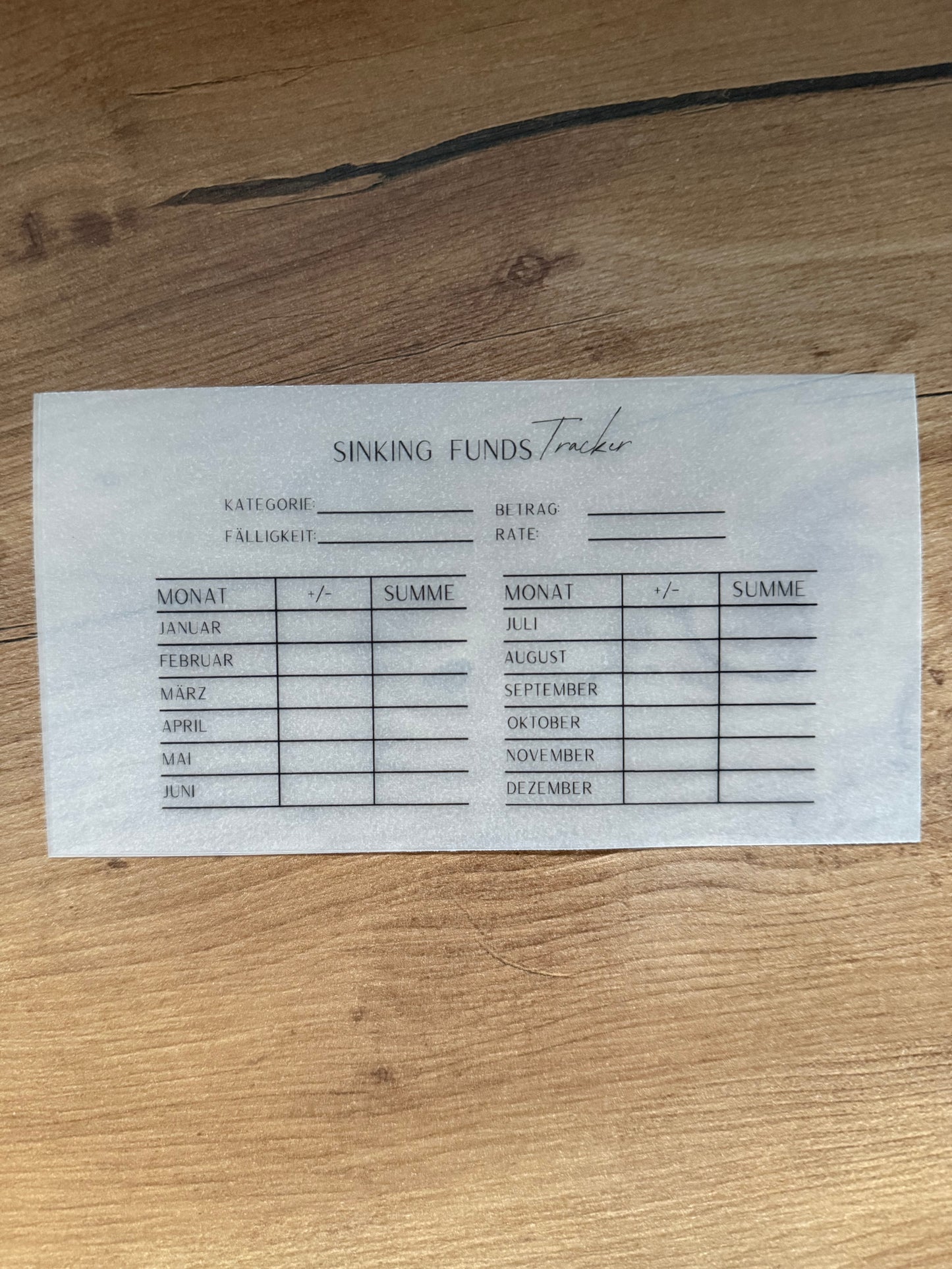 Frosty Sinking Funds Tracker