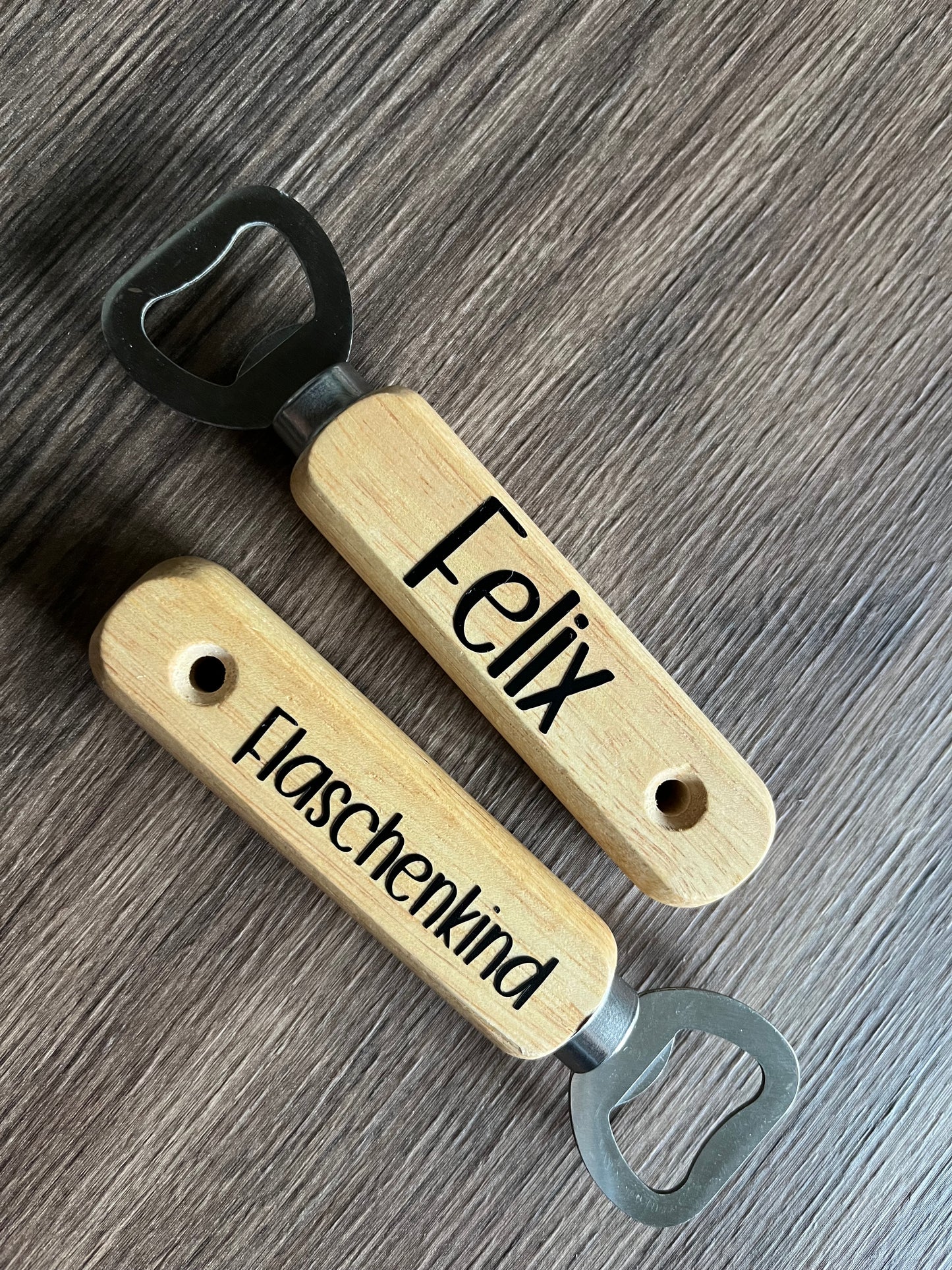 Flaschenöffner mit Schrift