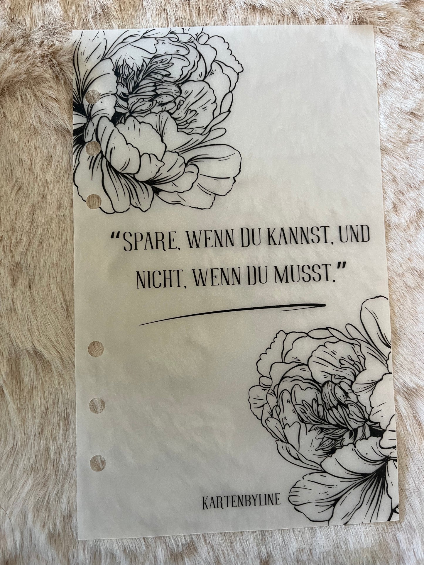 Deckblatt mit Spruch und Blumen