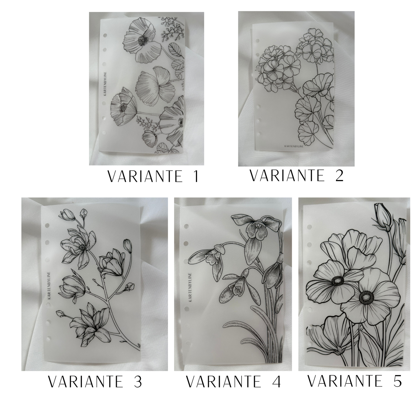 Deckblätter mit verschiedenen Blumen