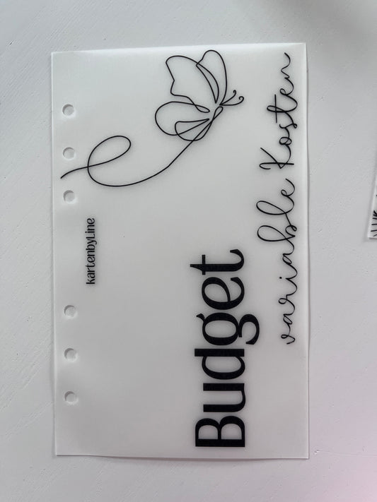 Deckblatt Budget zum Personalisieren mit Schmetterling