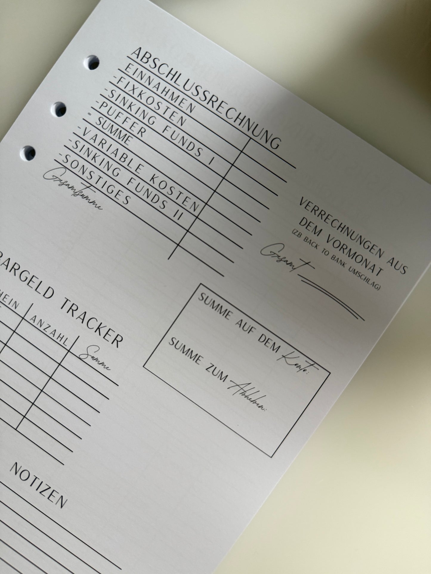 Finanzplaner - Einlagen A5