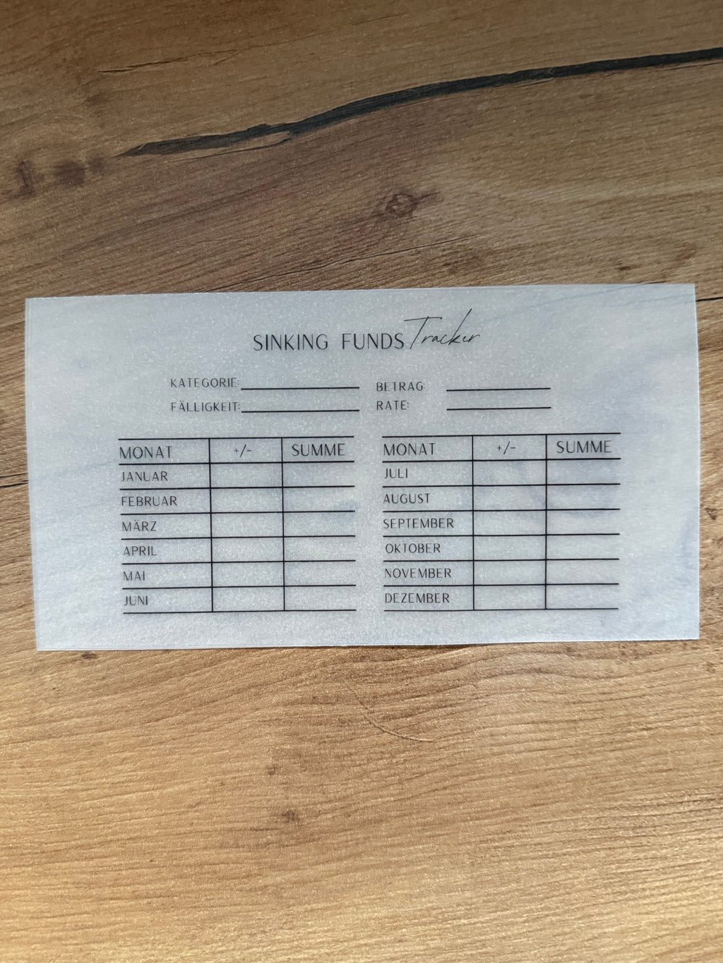 Frosty Sinking Funds Tracker
