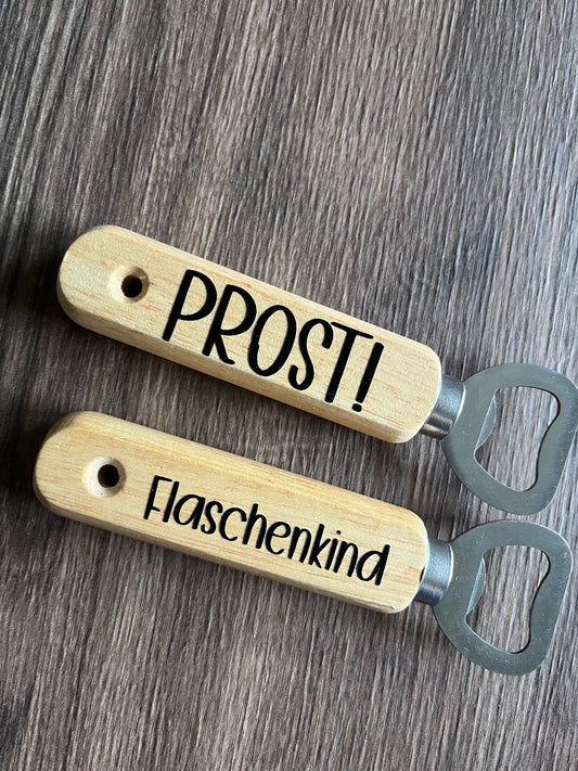 Flaschenöffner mit Schrift