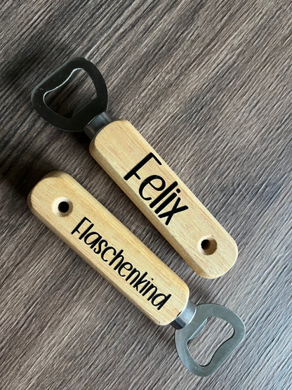 Flaschenöffner mit Schrift