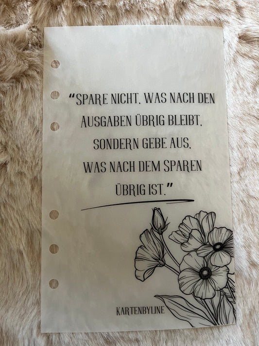 Deckblatt mit Spruch und Blume