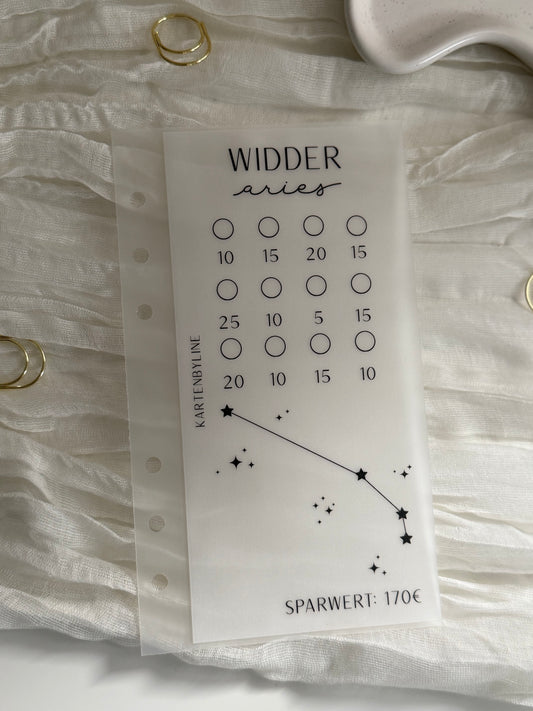 Sternzeichen Sparchallenge - A6 Zipper