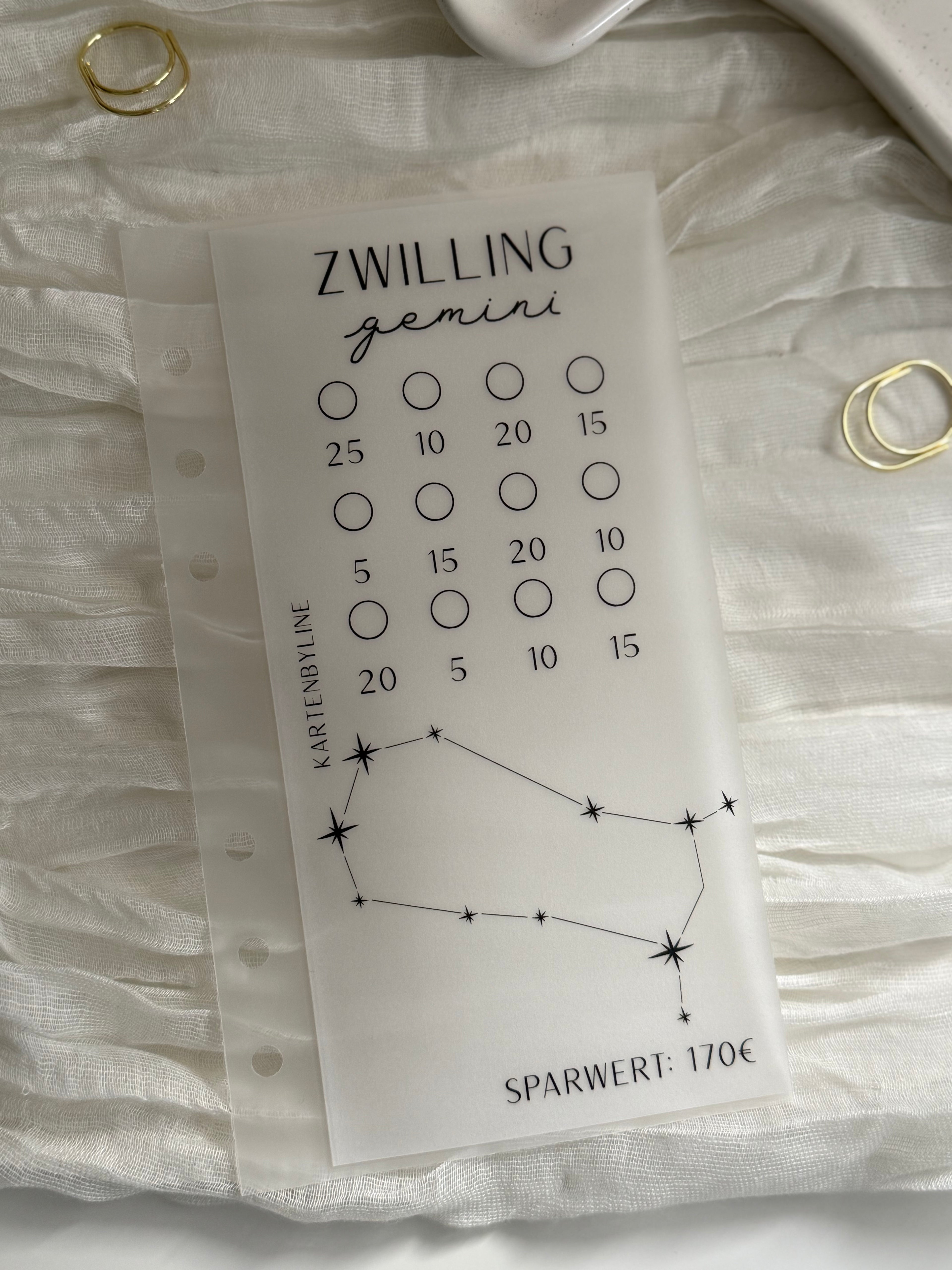 Sternzeichen Sparchallenge - A6 Zipper