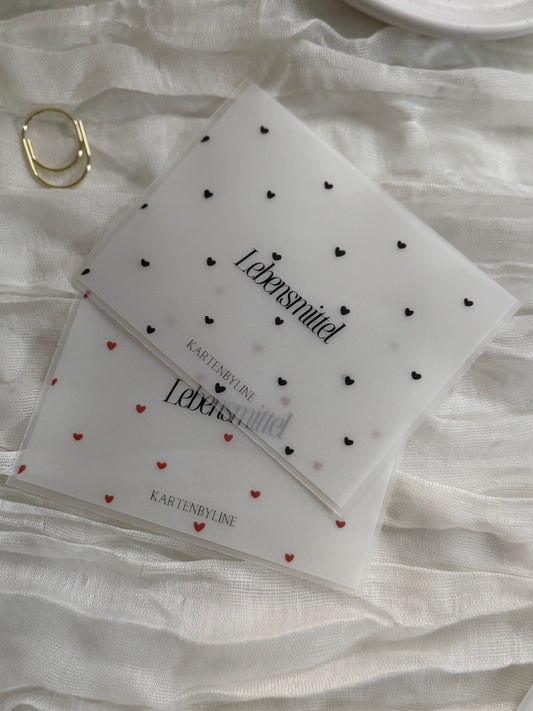 Zipperloser Geldumschlag matt frosty mit Wunschkategorien - für deinen Geldbeutel Herzdesign