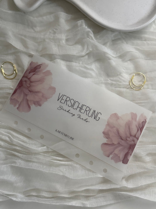 Zipperloser Geldumschlag matt frosty Blume mit Wunschkategorie doppelte Schrift