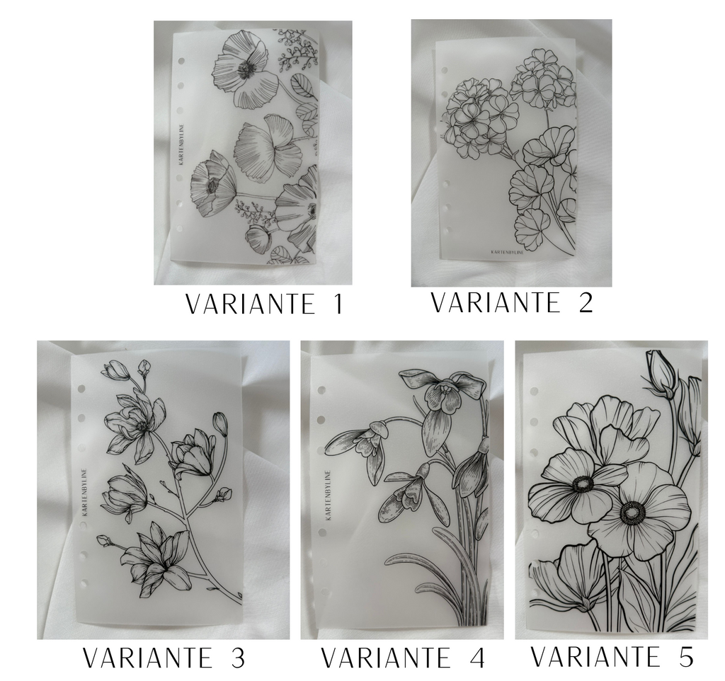 Deckblätter mit verschiedenen Blumen