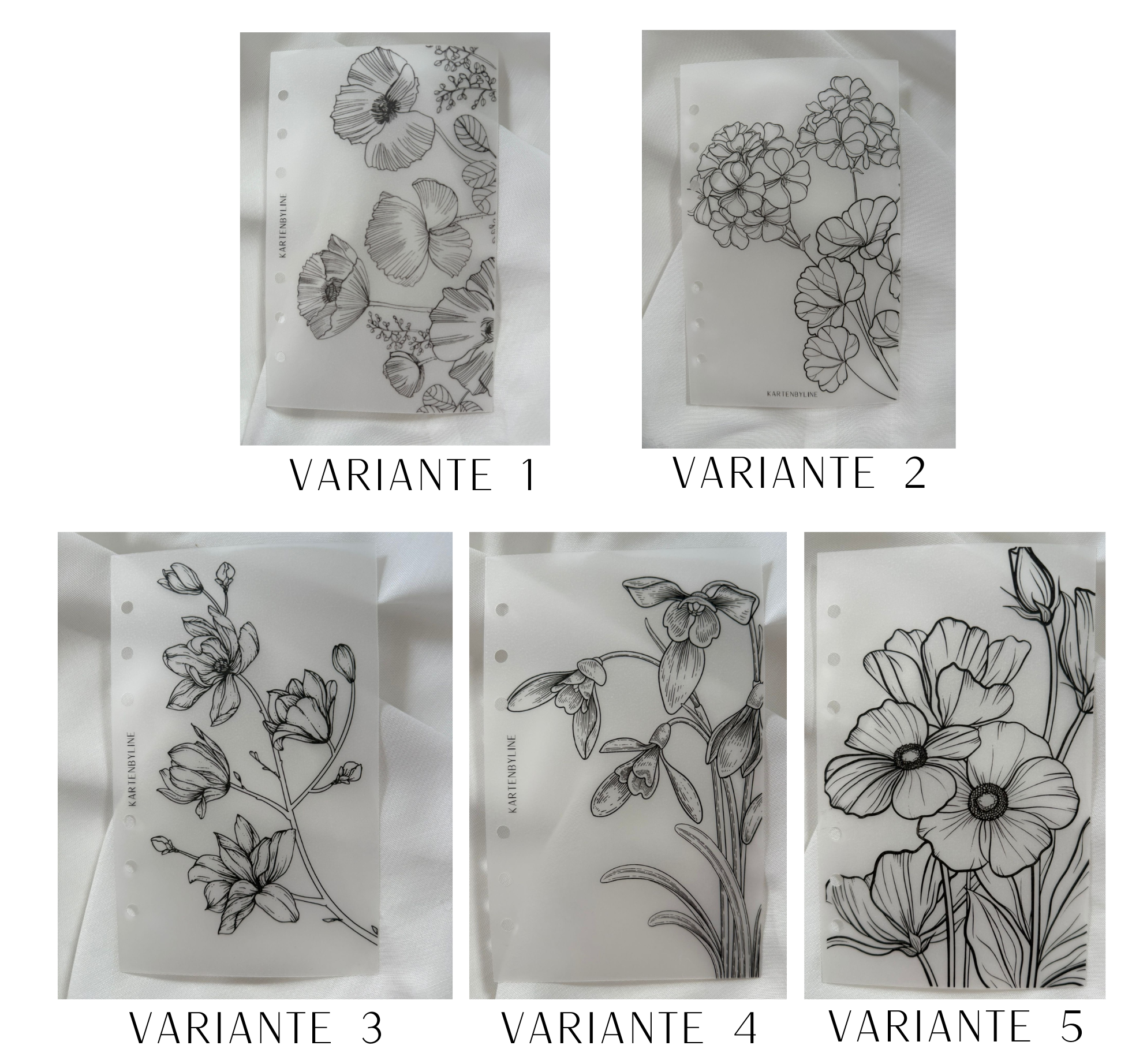 Deckblätter mit verschiedenen Blumen