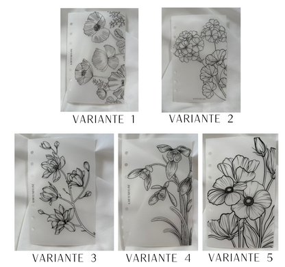 Deckblätter mit verschiedenen Blumen